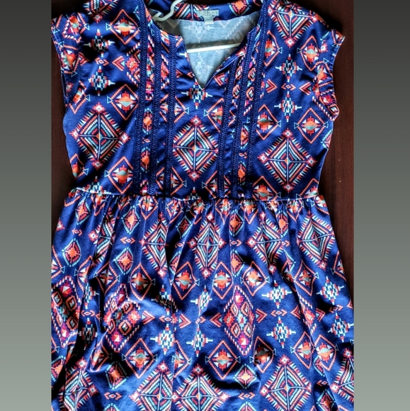Navy Patterned Dress - Picture 2 of 2